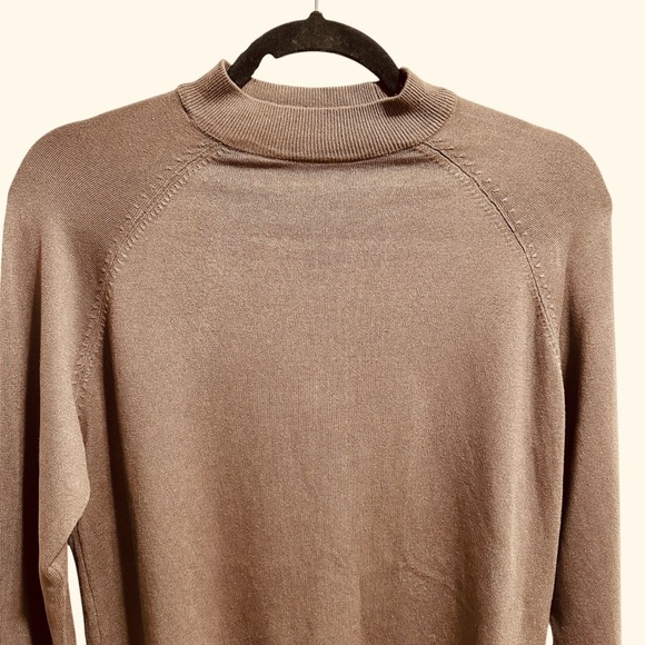 Zara brown contemporary mock neck long sleeve knit sweater Small - Picture 6 of 9